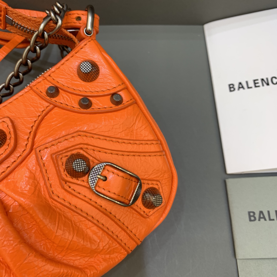 Balenciaga Le Cagole Mini Bag With Chain Shoulder Bag Orange